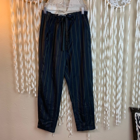 Vince Blue Green Stripe Rayon Drawstring Pant XS-M - Picture 1 of 10